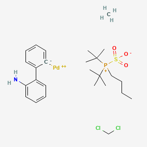 molecular formula C26H43Cl2NO3PPdS+ B15061646 Methanesulfonato[di-t-butyl(n-butyl)phosphine](2'-amino-1,1'-biphenyl-2-yl)palladium(II) dichloromethane 