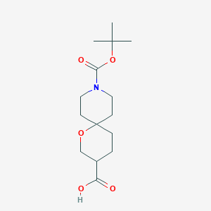 molecular formula C15H25NO5 B15062421 9-(tert-Butoxycarbonyl)-1-oxa-9-azaspiro[5.5]undecane-3-carboxylic acid 