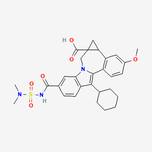 12-cyclohexyl-9-((N,N-dimethylsulfamoyl)carbamoyl)-3-methoxy-4b,5-dihydrobenzo[3,4]cyclopropa[5,6]azepino[1,2-a]indole-5a(6H)-carboxylic acid