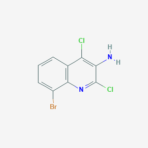 molecular formula C9H5BrCl2N2 B15062690 8-Bromo-2,4-dichloroquinolin-3-amine 