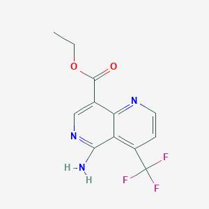 molecular formula C12H10F3N3O2 B15063190 Ethyl 5-amino-4-(trifluoromethyl)-1,6-naphthyridine-8-carboxylate 