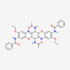 Benzamide, N,N'-(6,13-bis(acetylamino)-2,9-diethoxy-5a,6,12a,13-tetrahydro-3,10-triphenodioxazinediyl)bis-