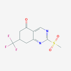 molecular formula C10H9F3N2O3S B15063794 2-(Methylsulfonyl)-7-(trifluoromethyl)-7,8-dihydroquinazolin-5(6H)-one 