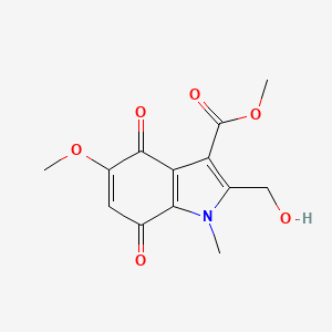 molecular formula C13H13NO6 B15064047 Methyl 2-(hydroxymethyl)-5-methoxy-1-methyl-4,7-dioxo-4,7-dihydro-1H-indole-3-carboxylate 