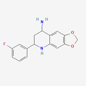 molecular formula C16H15FN2O2 B15064076 6-(3-Fluorophenyl)-5,6,7,8-tetrahydro-[1,3]dioxolo[4,5-G]quinolin-8-amine 