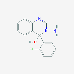 molecular formula C14H12ClN3O B15064379 3-Amino-4-(2-chlorophenyl)-3,4-dihydroquinazolin-4-ol CAS No. 61955-39-3