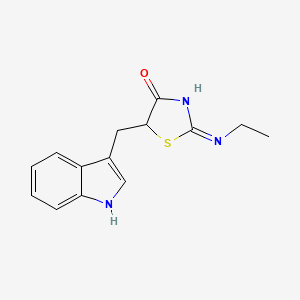 molecular formula C14H15N3OS B15064442 2-(Ethylamino)-5-[(1H-indol-3-yl)methyl]-1,3-thiazol-4(5H)-one CAS No. 61523-91-9