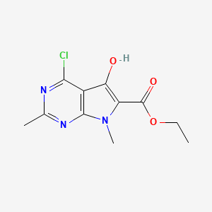 molecular formula C11H12ClN3O3 B15064496 Ethyl 4-chloro-5-hydroxy-2,7-dimethyl-7H-pyrrolo[2,3-d]pyrimidine-6-carboxylate 