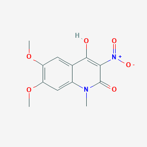 molecular formula C12H12N2O6 B15064547 4-Hydroxy-6,7-dimethoxy-1-methyl-3-nitroquinolin-2(1H)-one CAS No. 62785-33-5