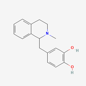 molecular formula C17H19NO2 B15064579 1,2-Benzenediol, 4-[(1,2,3,4-tetrahydro-2-methyl-1-isoquinolinyl)methyl]- CAS No. 60951-17-9