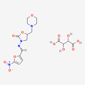 molecular formula C17H22N4O12 B1506488 2,3-Dihydroxybutanedioic acid;5-(morpholin-4-ylmethyl)-3-[(5-nitrofuran-2-yl)methylideneamino]-1,3-oxazolidin-2-one CAS No. 14343-71-6