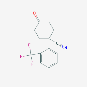 molecular formula C14H12F3NO B15064930 4-Oxo-1-(2-(trifluoromethyl)phenyl)cyclohexanecarbonitrile CAS No. 943326-34-9