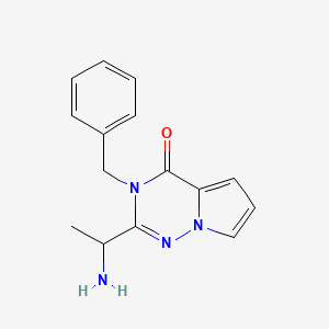 molecular formula C15H16N4O B15064960 2-(1-aminoethyl)-3-benzyl-3H,4H-pyrrolo[2,1-f][1,2,4]triazin-4-one 