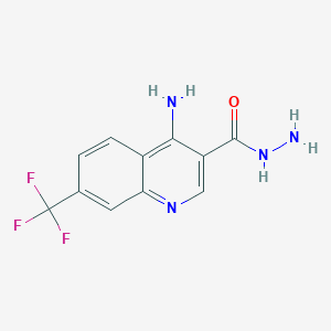 molecular formula C11H9F3N4O B15065048 4-Amino-7-(trifluoromethyl)quinoline-3-carbohydrazide 