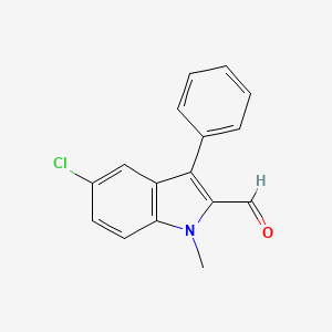 molecular formula C16H12ClNO B15065083 5-Chloro-1-methyl-3-phenyl-1H-indole-2-carbaldehyde CAS No. 6765-77-1