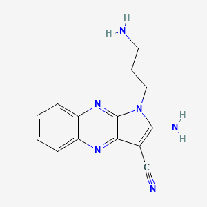 molecular formula C14H14N6 B15065112 2-amino-1-(3-aminopropyl)-1H-pyrrolo[2,3-b]quinoxaline-3-carbonitrile 