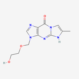 molecular formula C11H13N5O3 B15065623 3,9-Dihydro-3-((2-hydroxyethoxy)methyl)-6-methyl-9-oxo-5H-imidazo(1,2-a)purine CAS No. 114199-19-8