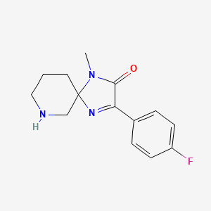 molecular formula C14H16FN3O B15065694 3-(4-Fluorophenyl)-1-methyl-1,4,7-triazaspiro[4.5]dec-3-en-2-one 