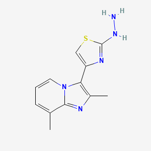 molecular formula C12H13N5S B15065824 4-(2,8-Dimethylimidazo[1,2-a]pyridin-3-yl)-2-hydrazinylthiazole CAS No. 886504-12-7