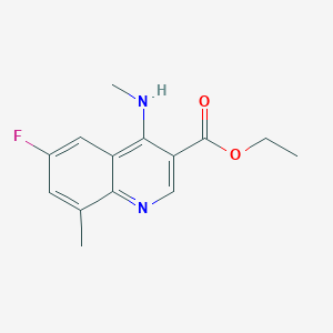 molecular formula C14H15FN2O2 B15065905 Ethyl 6-fluoro-8-methyl-4-(methylamino)quinoline-3-carboxylate 