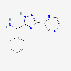 molecular formula C13H12N6 B15066442 Phenyl(5-(pyrazin-2-yl)-1H-1,2,4-triazol-3-yl)methanamine 