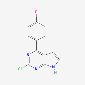 molecular formula C12H7ClFN3 B15066470 2-chloro-4-(4-fluorophenyl)-7H-pyrrolo[2,3-d]pyrimidine 