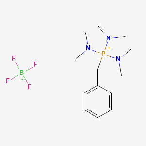 molecular formula C13H25BF4N3P B1506658 Phosphorus(1+), tris(N-methylmethanaminato)(phenylmethyl)-, (T-4)-, tetrafluoroborate(1-) CAS No. 94088-77-4