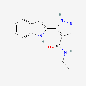 molecular formula C14H14N4O B15066803 N-Ethyl-3-(1H-indol-2-YL)-1H-pyrazole-4-carboxamide CAS No. 827318-49-0