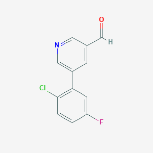 molecular formula C12H7ClFNO B15067099 5-(2-Chloro-5-fluorophenyl)nicotinaldehyde CAS No. 1346692-31-6