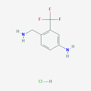 molecular formula C8H10ClF3N2 B15067562 4-(Aminomethyl)-3-(trifluoromethyl)aniline hydrochloride CAS No. 1196702-81-4