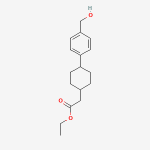 Cyclohexaneacetic acid, 4-[4-(hydroxymethyl)phenyl]-, ethyl ester, trans-