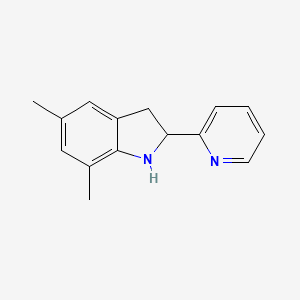 molecular formula C15H16N2 B15067818 5,7-Dimethyl-2-(pyridin-2-yl)indoline 