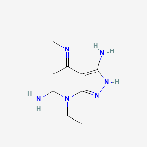 molecular formula C10H16N6 B15068360 N4,7-diethyl-6-imino-6,7-dihydro-1H-pyrazolo[3,4-b]pyridine-3,4-diamine 