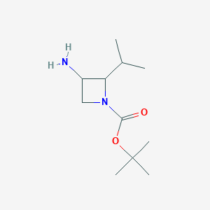 molecular formula C11H22N2O2 B15068539 tert-Butyl 3-amino-2-isopropylazetidine-1-carboxylate 