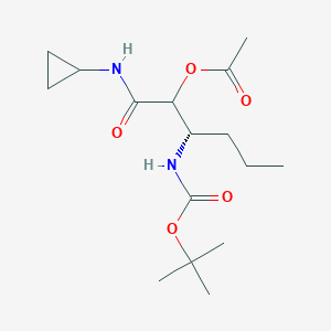 molecular formula C16H28N2O5 B1506862 (3S)-3-((tert-butoxycarbonyl)amino)-1-(cyclopropylamino)-1-oxohexan-2-yl acetate CAS No. 856707-38-5