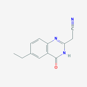 molecular formula C12H11N3O B15068772 2-(6-Ethyl-4-oxo-1,4-dihydroquinazolin-2-yl)acetonitrile 