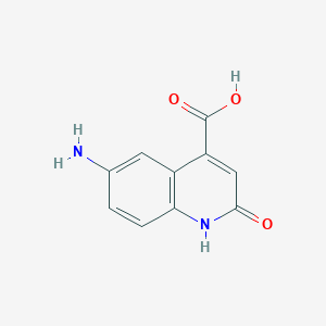 molecular formula C10H8N2O3 B15069258 6-Amino-2-oxo-1,2-dihydroquinoline-4-carboxylic acid CAS No. 91426-38-9