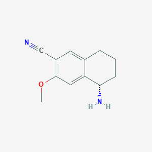 molecular formula C12H14N2O B15069487 (S)-5-Amino-3-methoxy-5,6,7,8-tetrahydronaphthalene-2-carbonitrile 