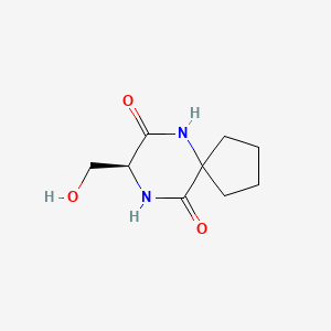 molecular formula C9H14N2O3 B15069589 (8S)-8-(Hydroxymethyl)-6,9-diazaspiro[4.5]decane-7,10-dione CAS No. 90058-25-6