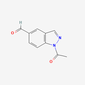 molecular formula C10H8N2O2 B15070217 1-Acetyl-1H-indazole-5-carbaldehyde 