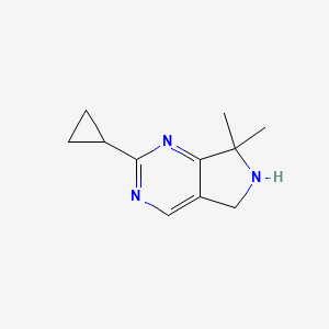 molecular formula C11H15N3 B15070316 2-Cyclopropyl-7,7-dimethyl-6,7-dihydro-5H-pyrrolo[3,4-D]pyrimidine 