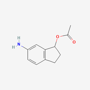 molecular formula C11H13NO2 B15070388 6-Amino-2,3-dihydro-1H-inden-1-yl acetate 