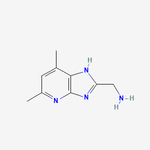 molecular formula C9H12N4 B15071156 (5,7-Dimethyl-3H-imidazo[4,5-b]pyridin-2-yl)methanamine 