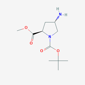 molecular formula C11H20N2O4 B150714 (2R,4S)-1-叔丁基 2-甲基 4-氨基吡咯烷-1,2-二甲酸酯 CAS No. 254881-77-1