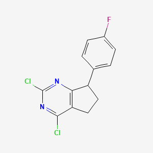 molecular formula C13H9Cl2FN2 B1507182 2,4-Dichloro-7-(4-fluorophenyl)-6,7-dihydro-5H-cyclopenta[D]pyrimidine 