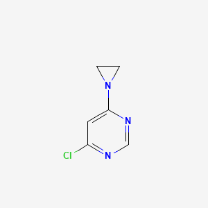 molecular formula C6H6ClN3 B15071820 Pyrimidine, 4-(1-aziridinyl)-6-chloro- CAS No. 14673-04-2