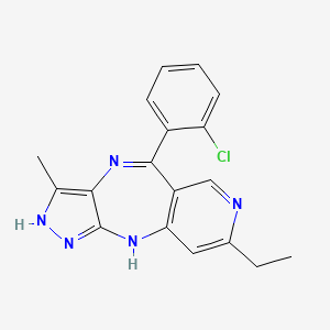 molecular formula C18H16ClN5 B15073005 9-(2-Chloro-phenyl)-6-ethyl-1-Methyl-2,4-dihydro-2,3,4,7,10-pentaaza-benzo[f]azulene 