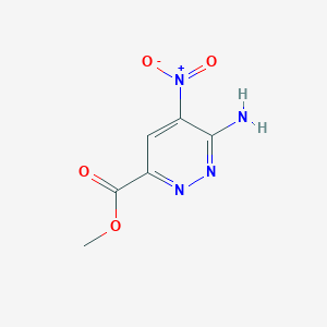 molecular formula C6H6N4O4 B15073108 Methyl 6-amino-5-nitropyridazine-3-carboxylate 