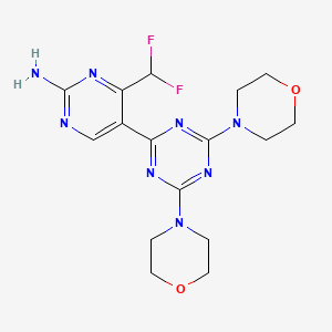 molecular formula C16H20F2N8O2 B15073237 4-(difluoromethyl)-5-(4,6-dimorpholin-4-yl-1,3,5-triazin-2-yl)pyrimidin-2-amine 