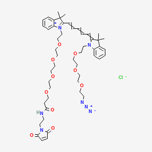 molecular formula C50H68ClN7O10 B15073344 3-[2-[2-[2-[2-[2-[5-[1-[2-[2-[2-(2-azidoethoxy)ethoxy]ethoxy]ethyl]-3,3-dimethylindol-2-ylidene]penta-1,3-dienyl]-3,3-dimethylindol-1-ium-1-yl]ethoxy]ethoxy]ethoxy]ethoxy]-N-[2-(2,5-dioxopyrrol-1-yl)ethyl]propanamide;chloride 